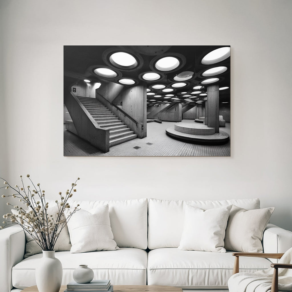Moderne Architektur Innenraum Beton Licht Installationen Öffentliches Gebäude