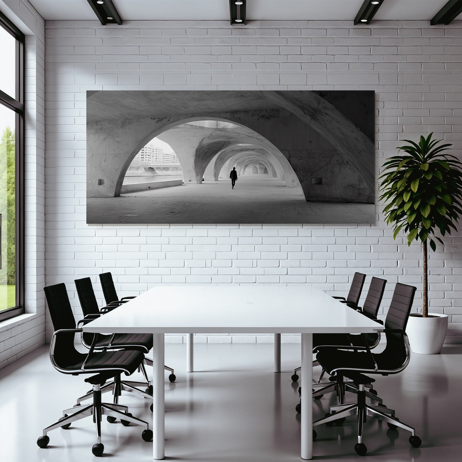 Monochromatische Bogen Tunnel Architektur Urban Minimalismus