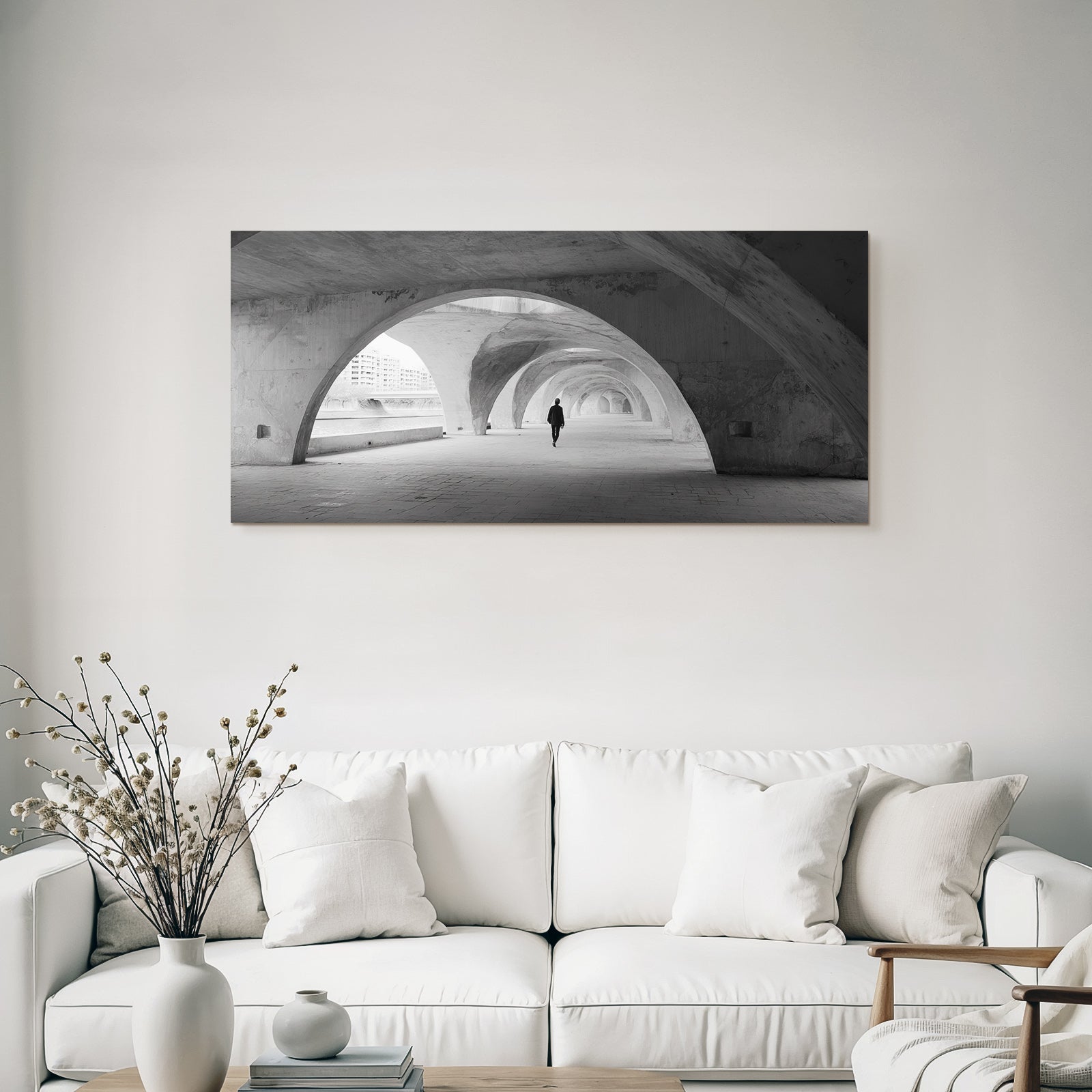 Monochromatische Bogen Tunnel Architektur Urban Minimalismus