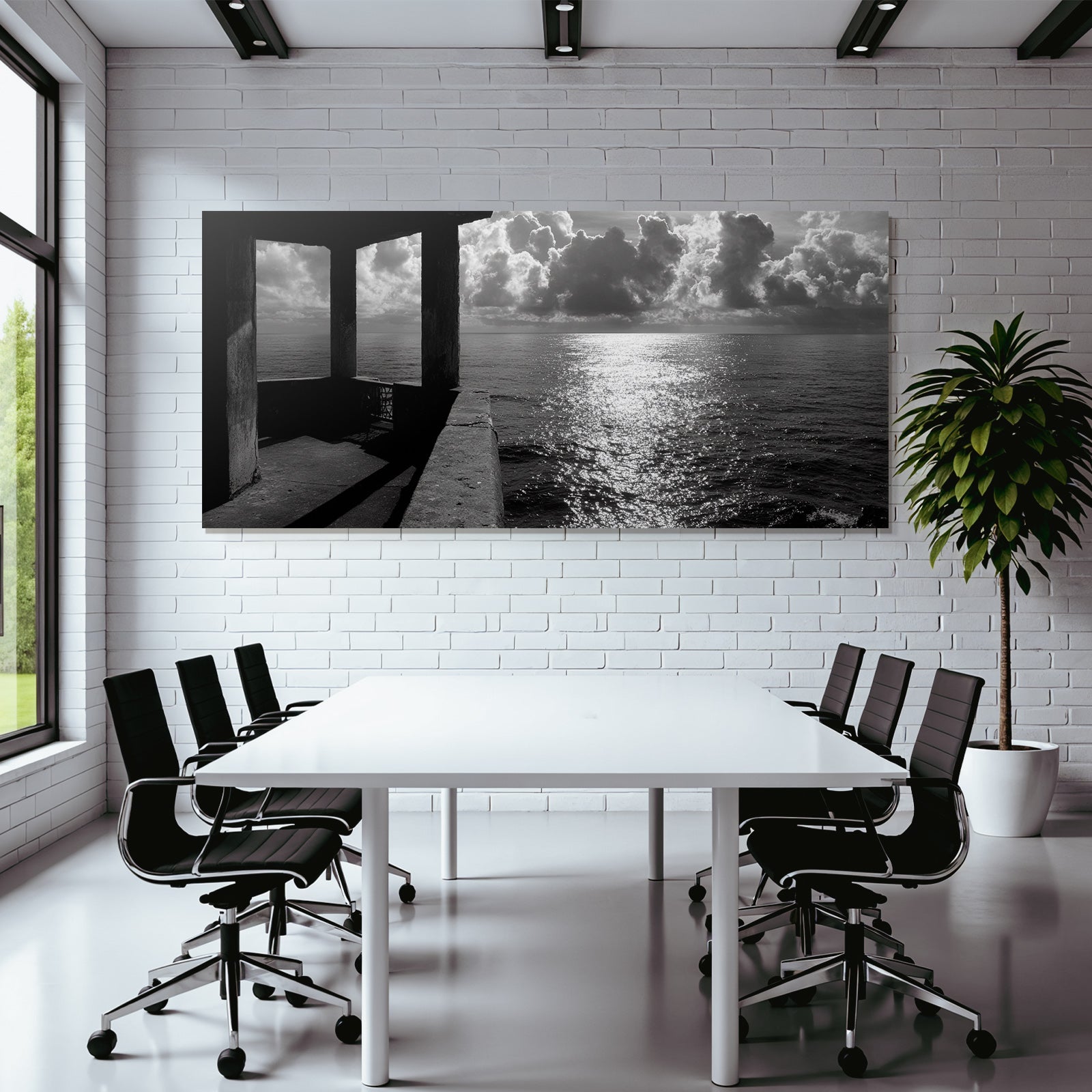 Strukturelle Aussicht Auf Meer In Schwarz Weiss