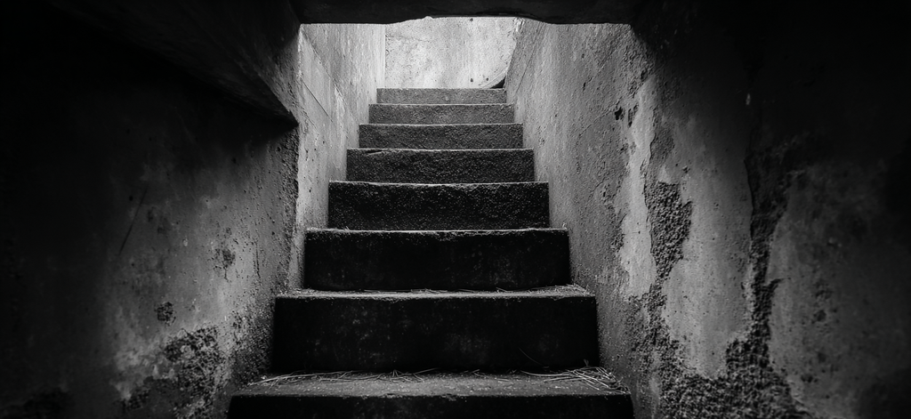 Treppe In Einem Dunklen Raum Mit Schatten Effekt | Schwarz Weiss | Farbenwelten