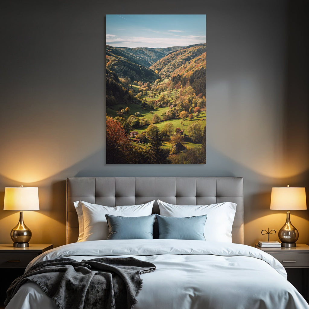 Herbstliche Landlandschaft Mit Bäumen Und Feldern