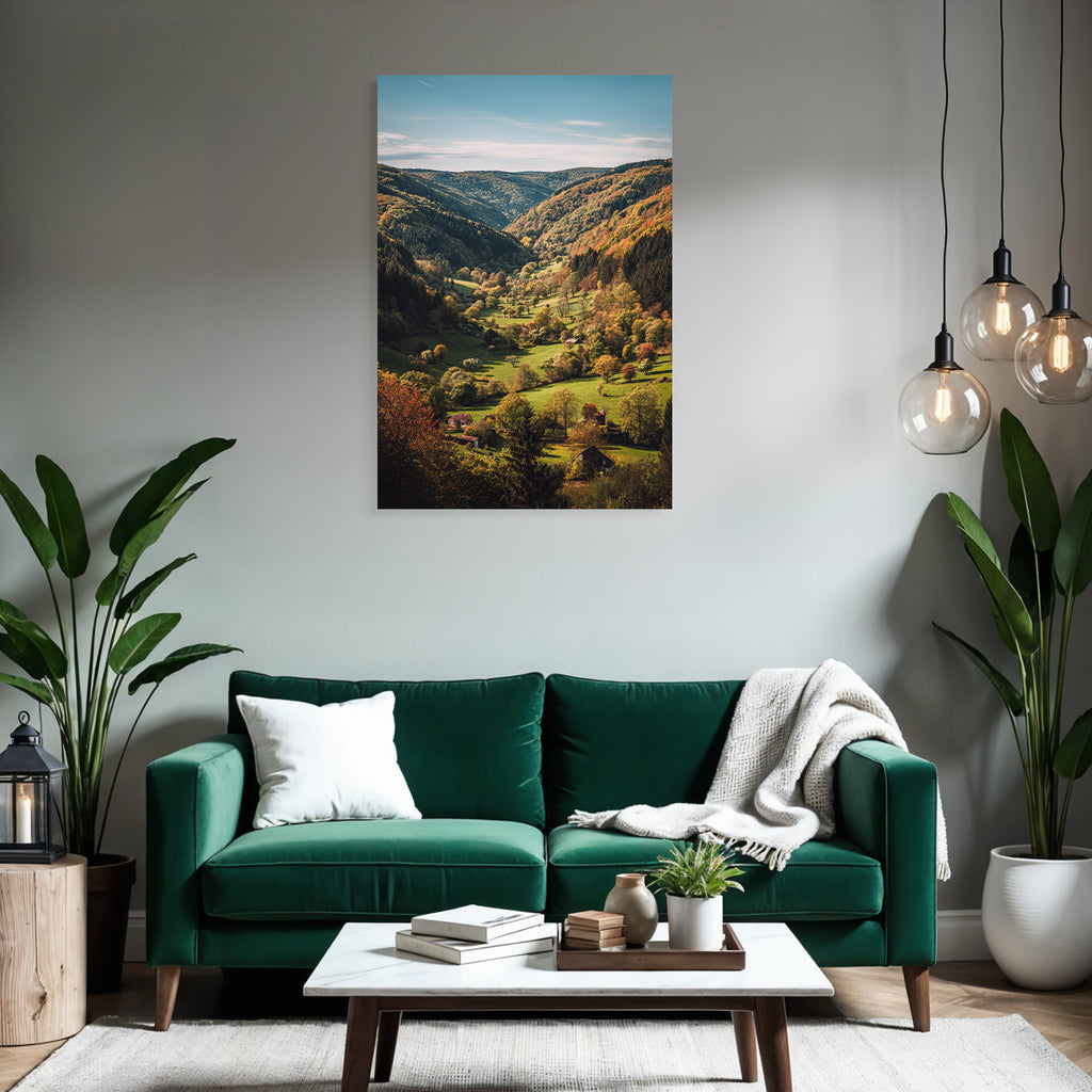 Herbstliche Landlandschaft Mit Bäumen Und Feldern