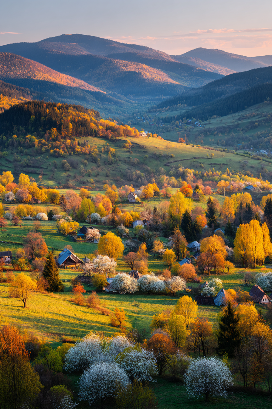 Herbstliche Landschaft Mit Hügeln Und Bäumen | Fruehling | Jahreszeiten