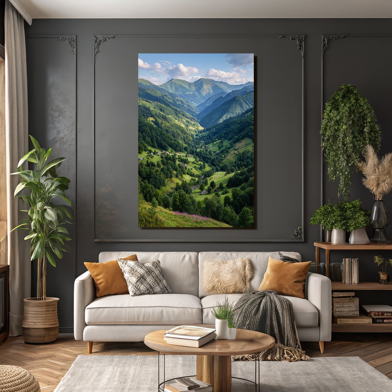 Malerische Berglandschaft Mit Grünen Tälern Und Dörfern