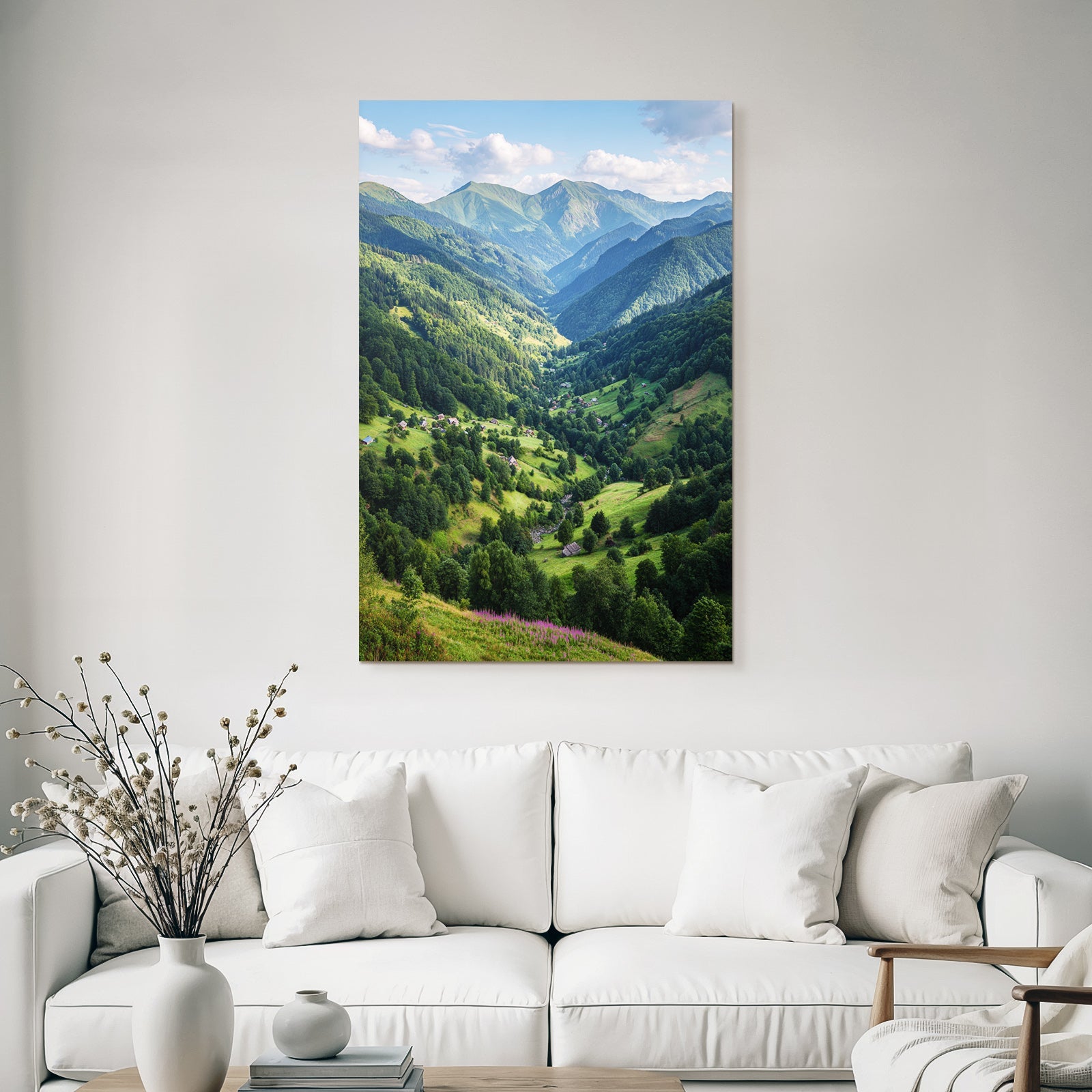 Malerische Berglandschaft Mit Grünen Tälern Und Dörfern