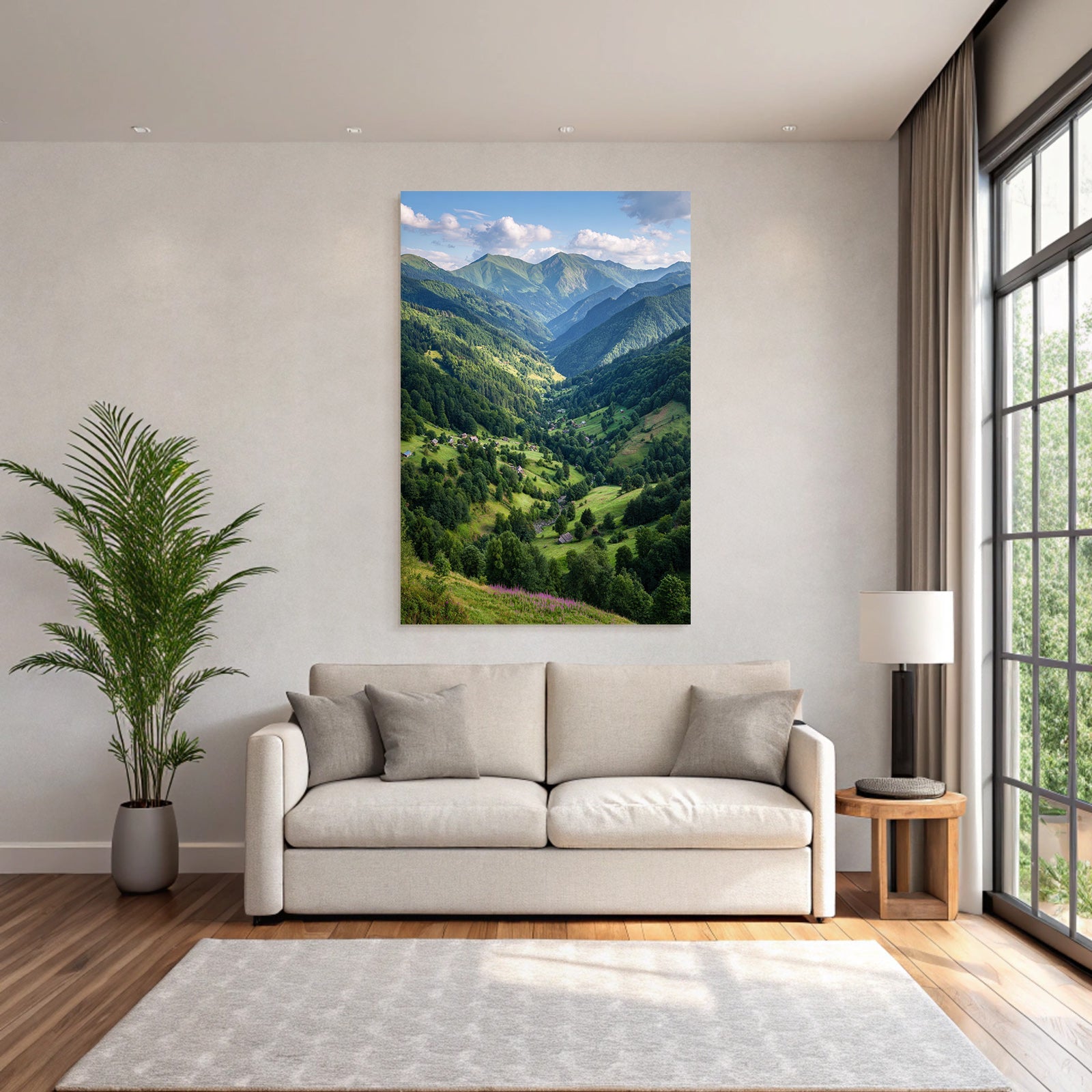 Malerische Berglandschaft Mit Grünen Tälern Und Dörfern