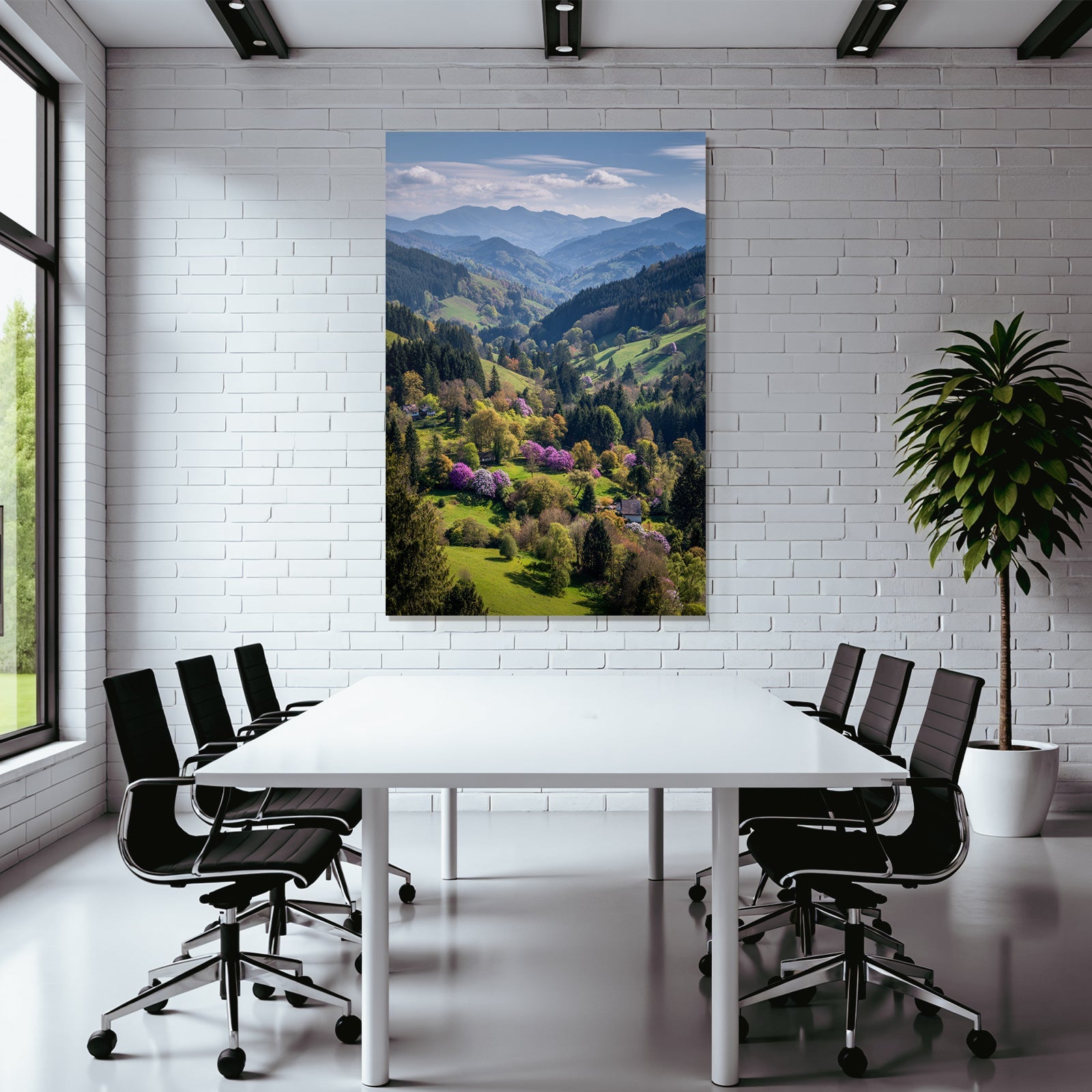 Malerische Landschaft Mit Hügeln Bäumen Und Häusern