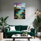 Ruhige Landschaft Mit Wasser Und Blühendem Baum