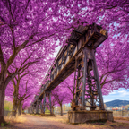 Blühende Bäume Und Alte Eisenbahnbrücke Im Frühling | Fruehling | Jahreszeiten