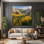 Blumenlandschaft Sommer Blaür Himmel Weisse Und Gelbe Blumen