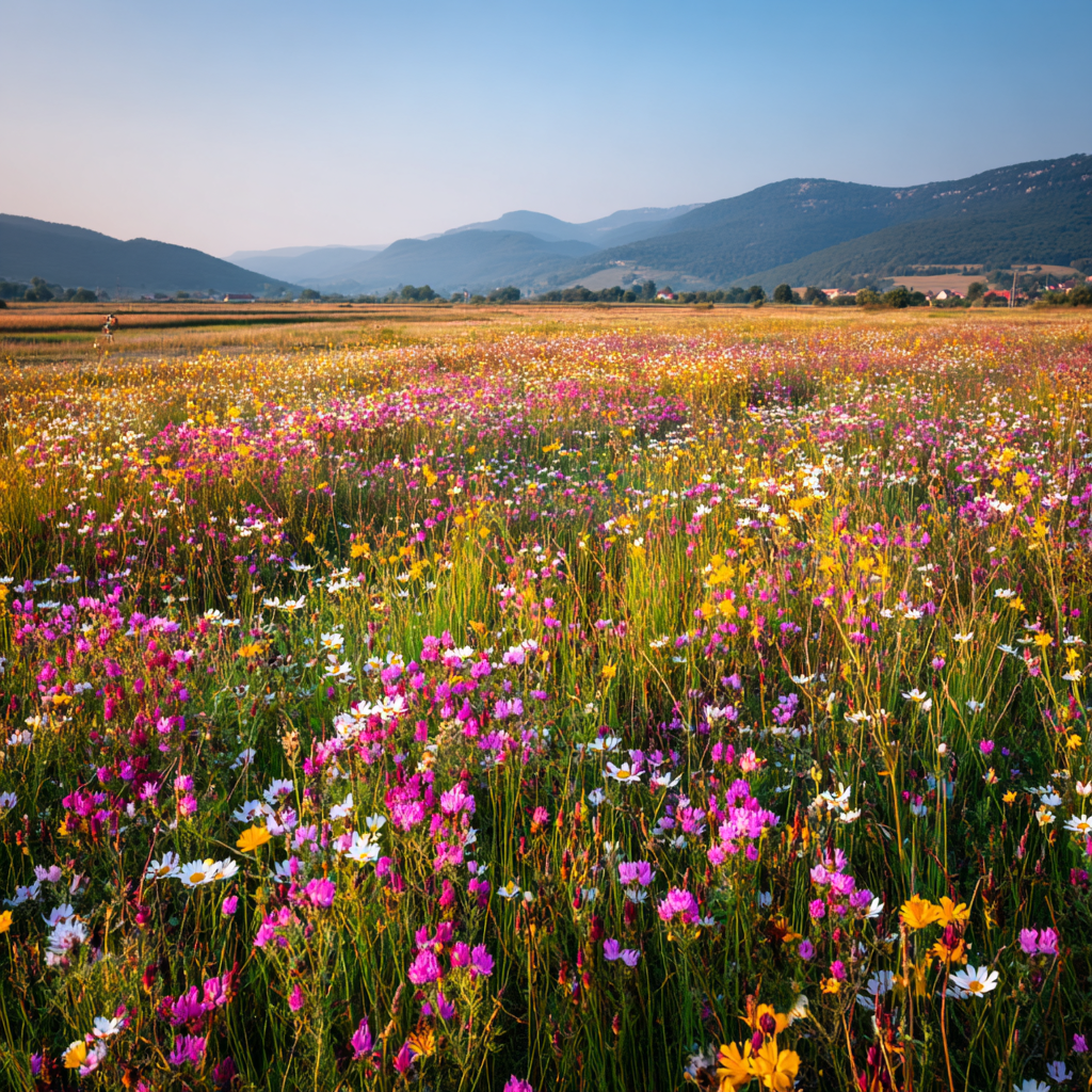 Blumige Wiese Mit Bergen Und Himmel | Fruehling | Jahreszeiten