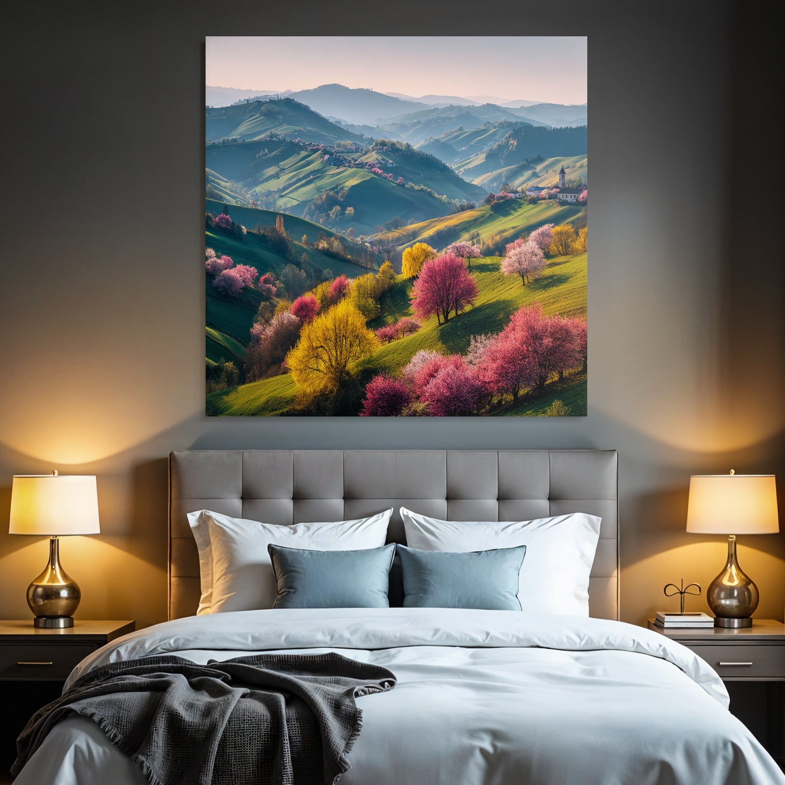 In Der Landlandschaft Mit Bäumen In Blüte