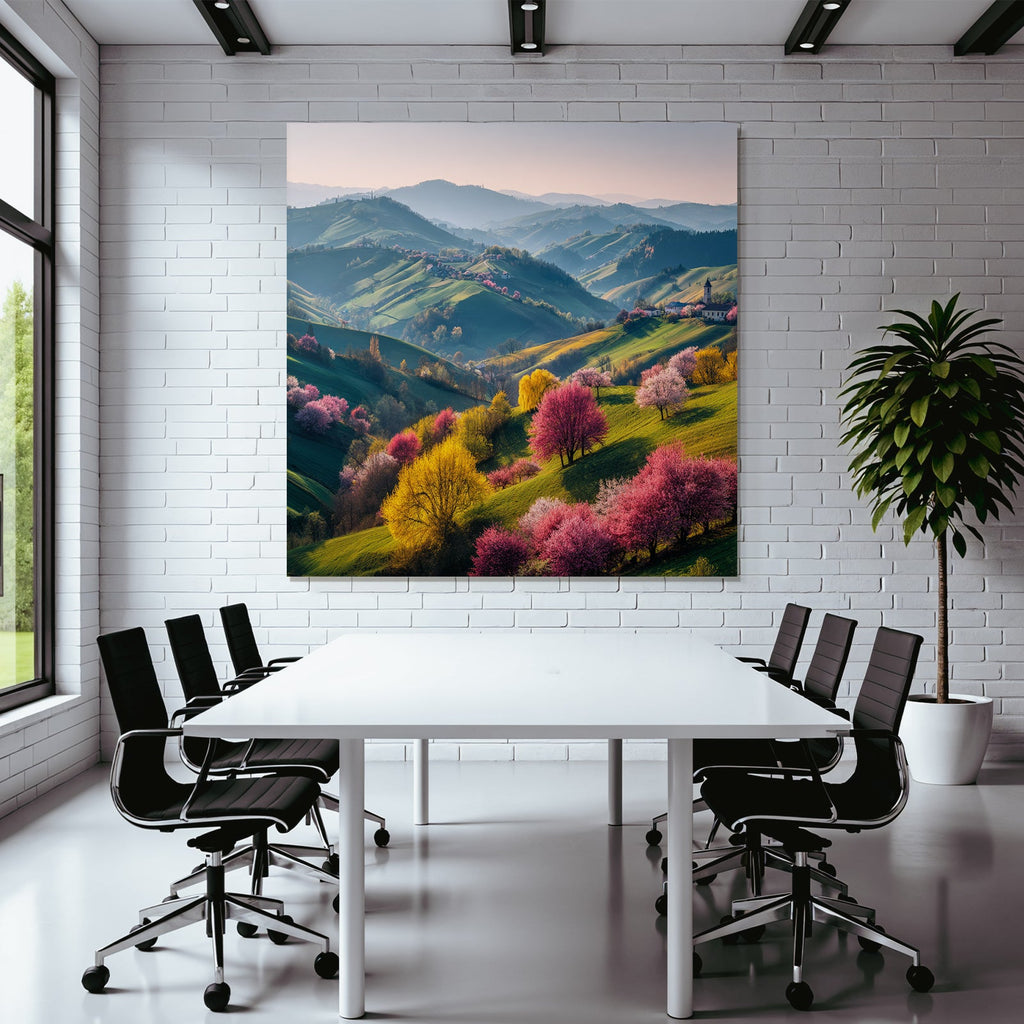 In Der Landlandschaft Mit Bäumen In Blüte