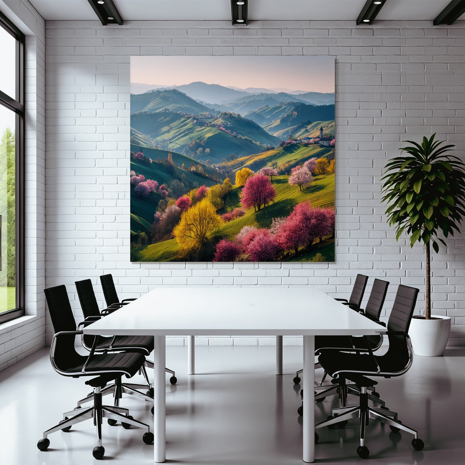 In Der Landlandschaft Mit Bäumen In Blüte