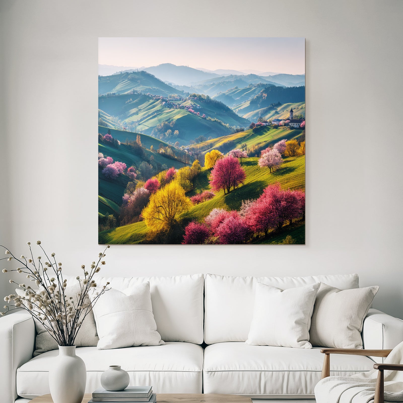In Der Landlandschaft Mit Bäumen In Blüte