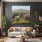 Landschaft Mit Bluhenden Baumen Und Burg Im Hintergrund