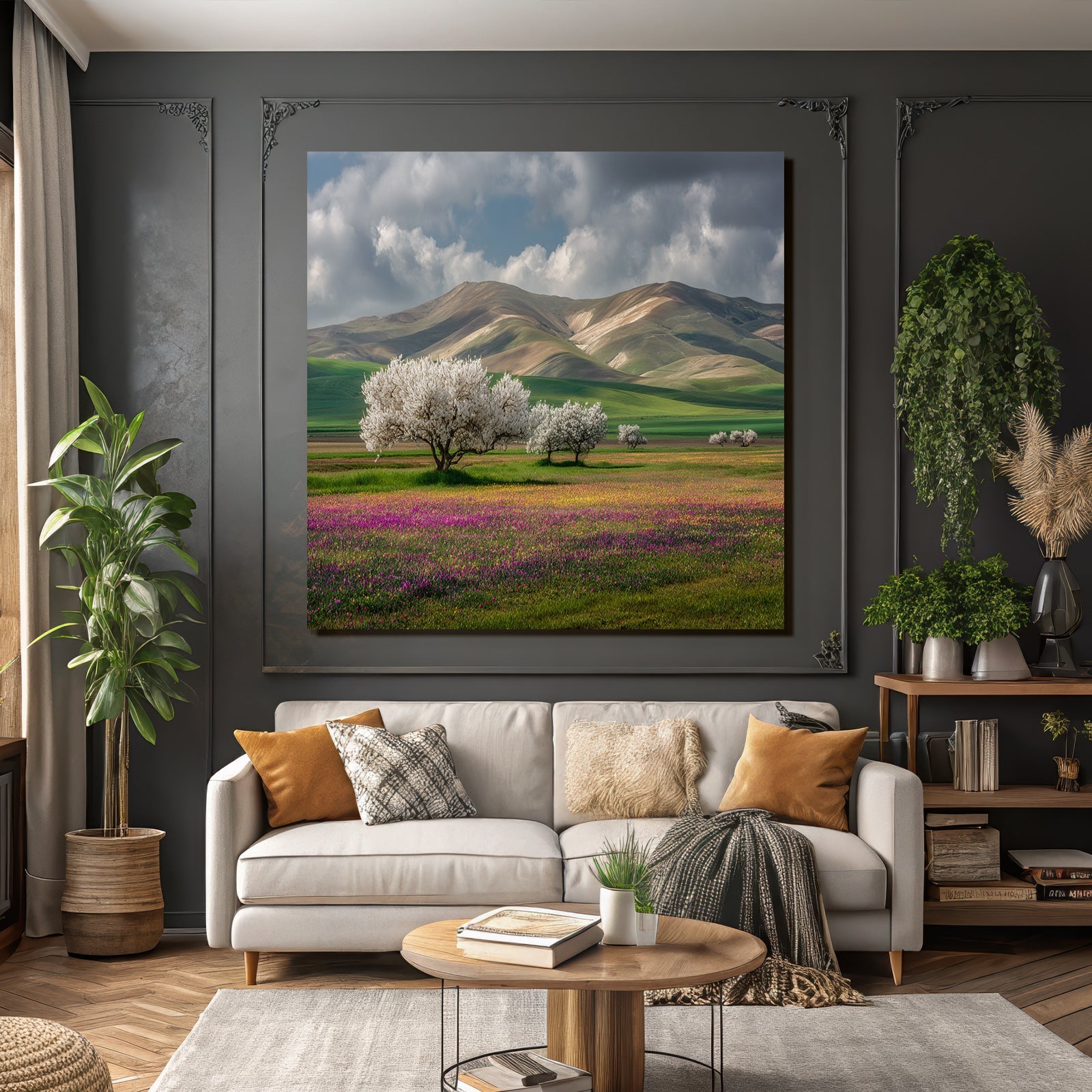 Malerische Landschaft Blumen Hänge