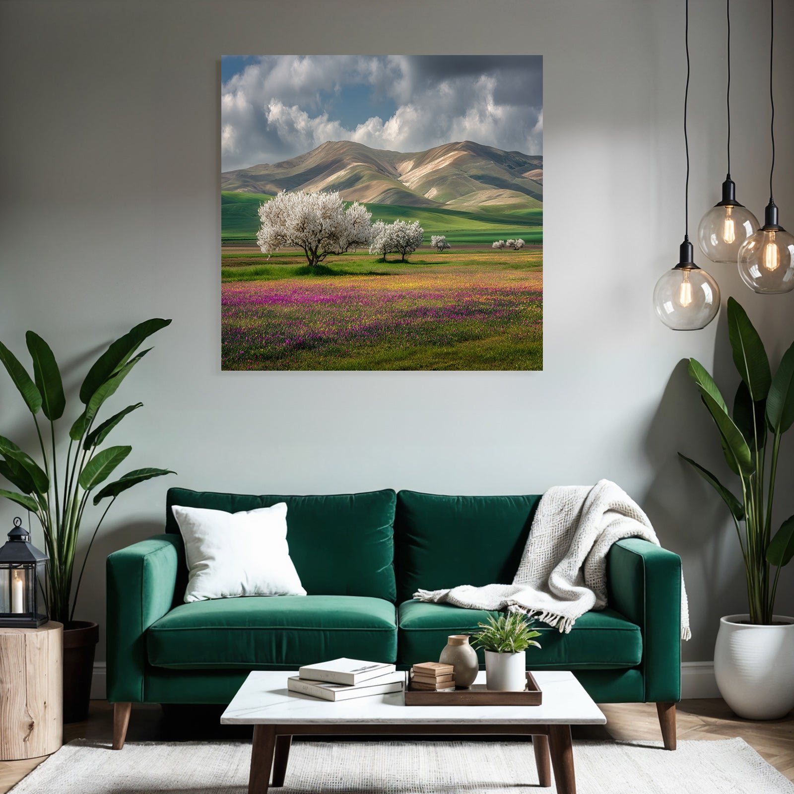 Malerische Landschaft Blumen Hänge
