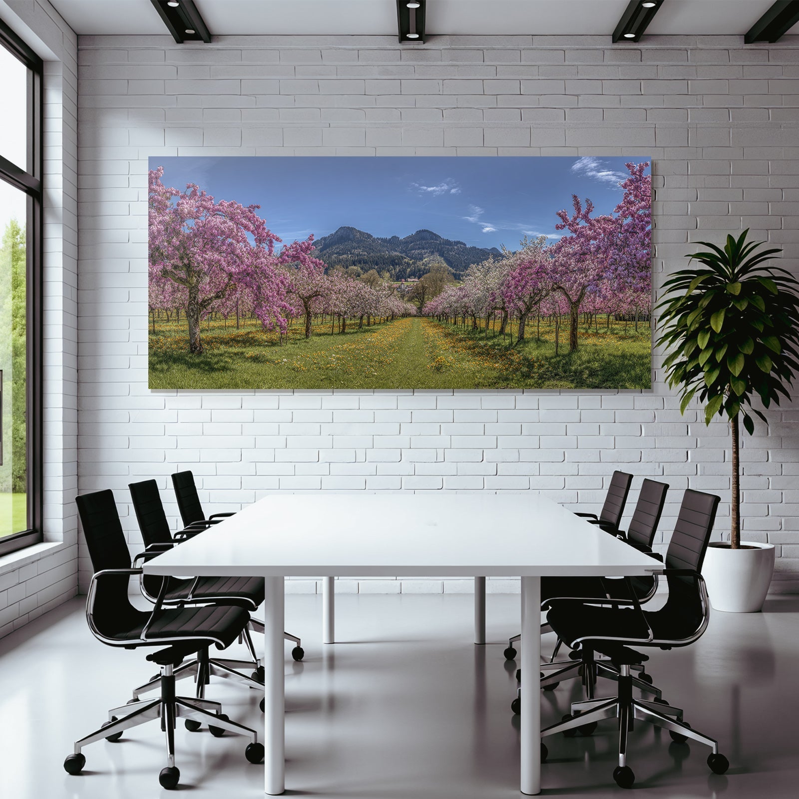 Blühende Bäume Berglandschaft Frühling