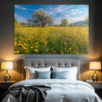 Blühendes Wiesenfeld Mit Wildblumen Springtag