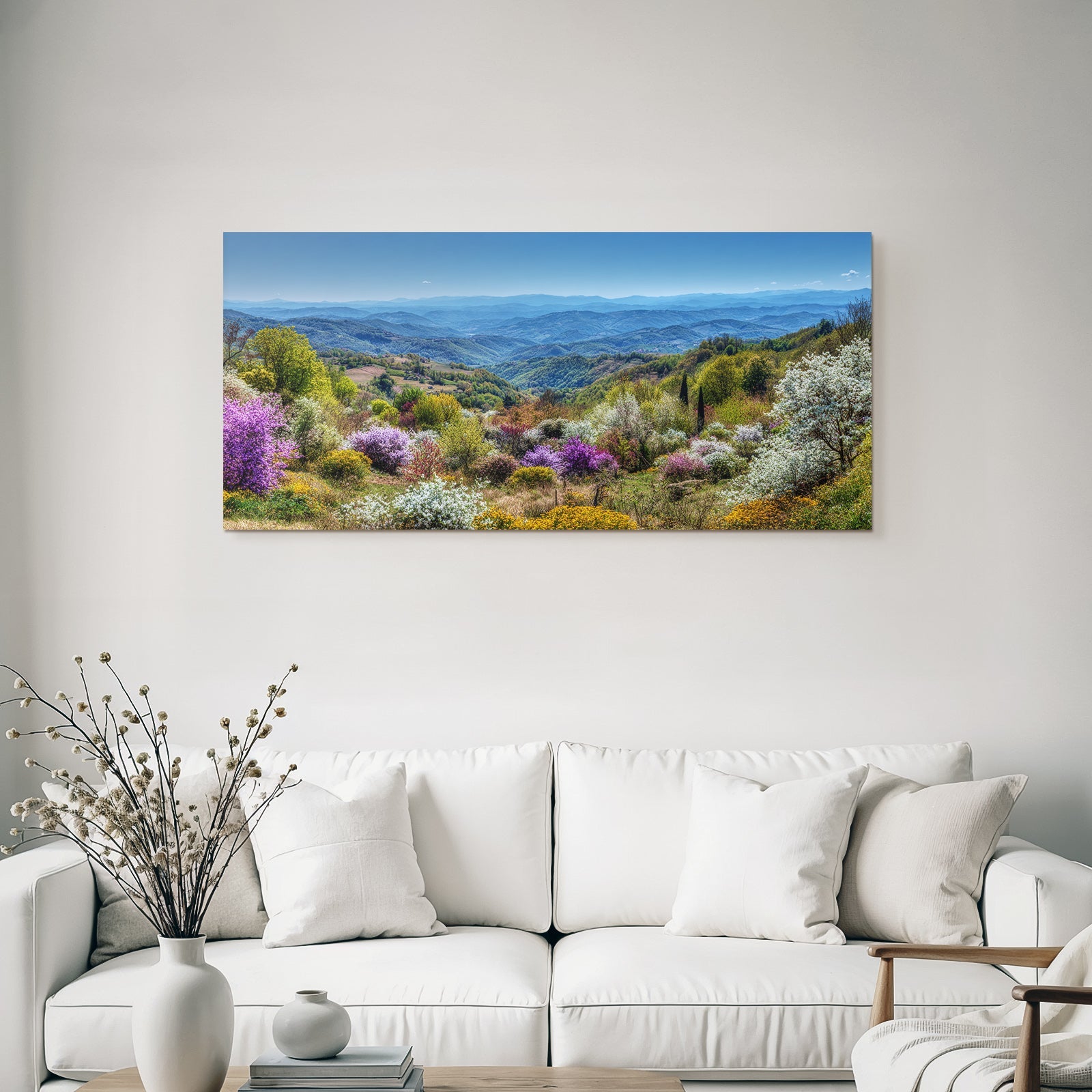 Landschaft Blünde Pflanzen Und Bäume Klare Himmel