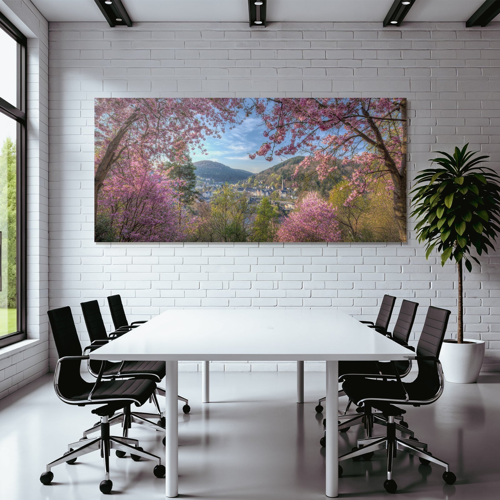 Landschaft Mit Rosafliederblütern Und Höfen