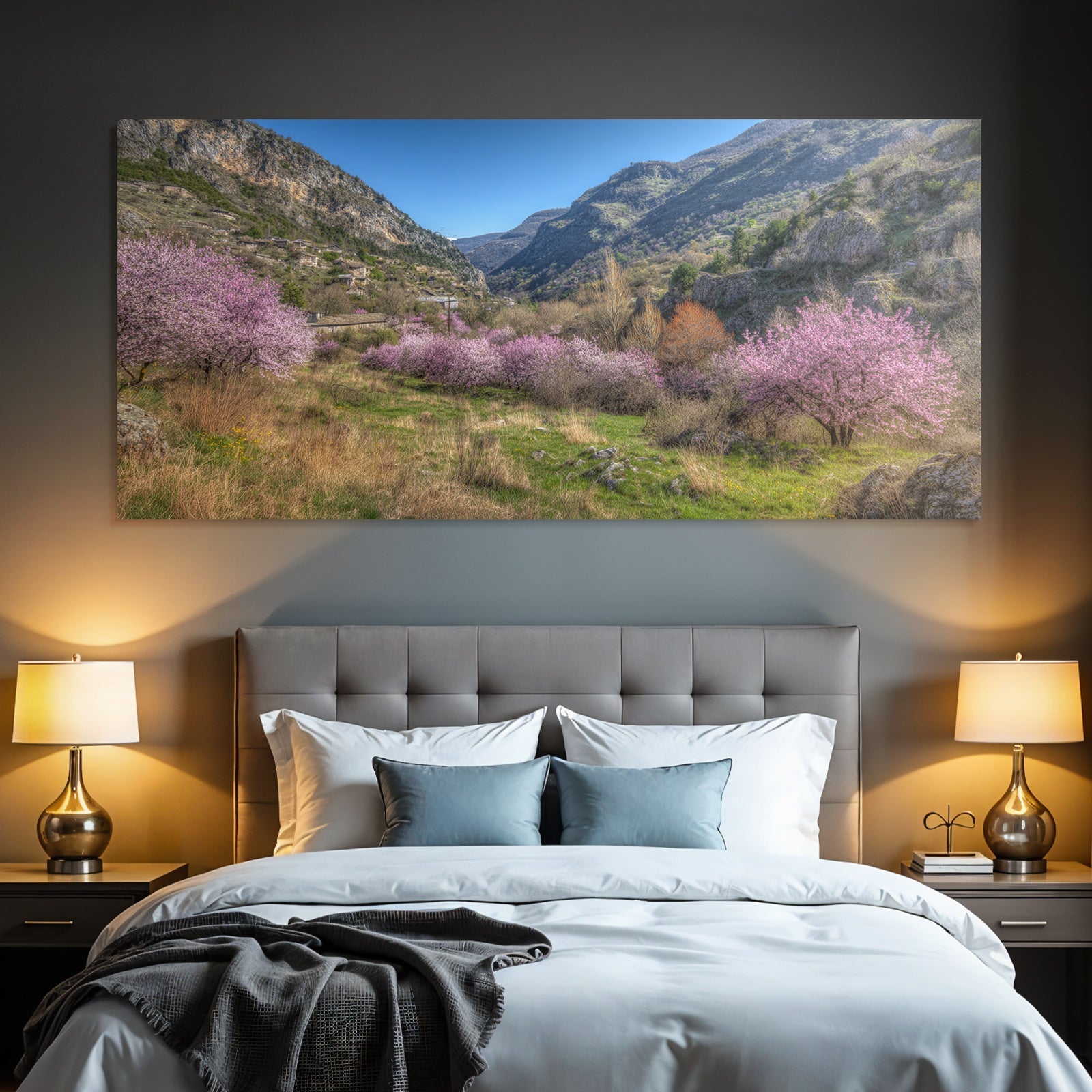 Malerische Landschaft Mit Kirschblüten Im Frühling