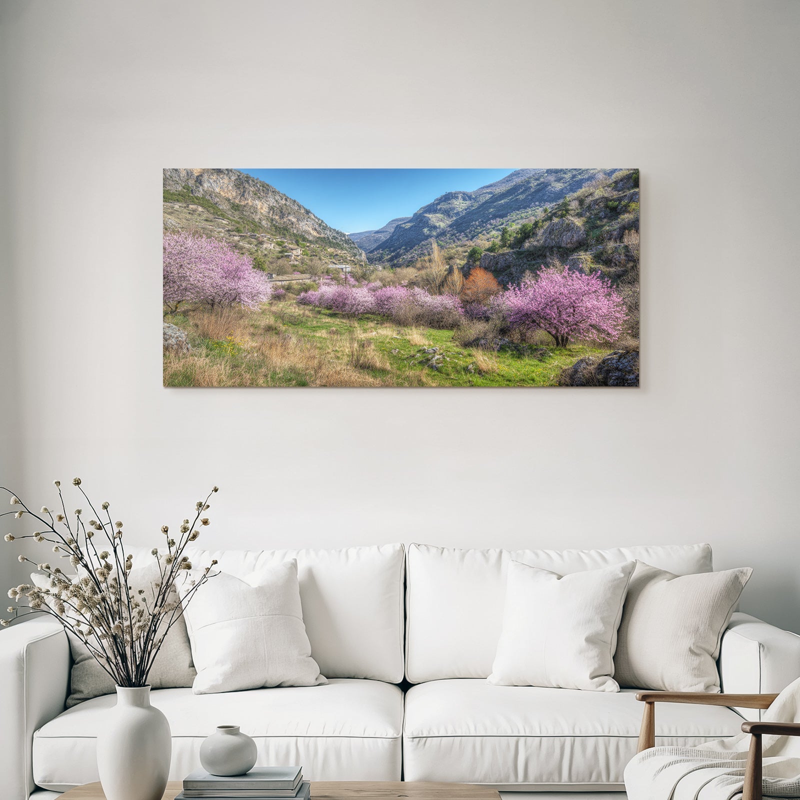Malerische Landschaft Mit Kirschblüten Im Frühling