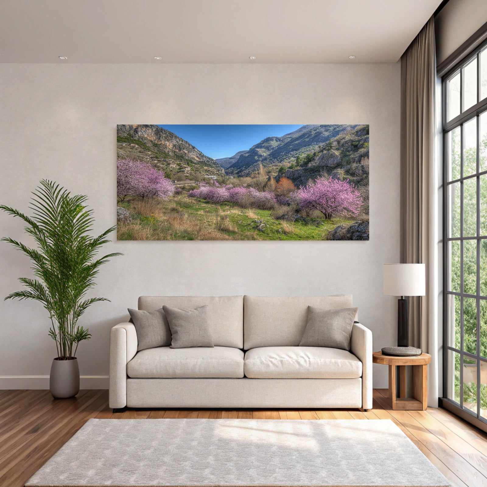 Malerische Landschaft Mit Kirschblüten Im Frühling