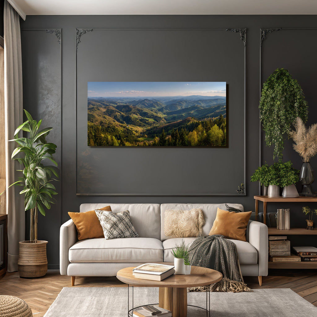 Panoramablick Auf Berge Grüne Landschaft Ruhe Natur Spring Sommer