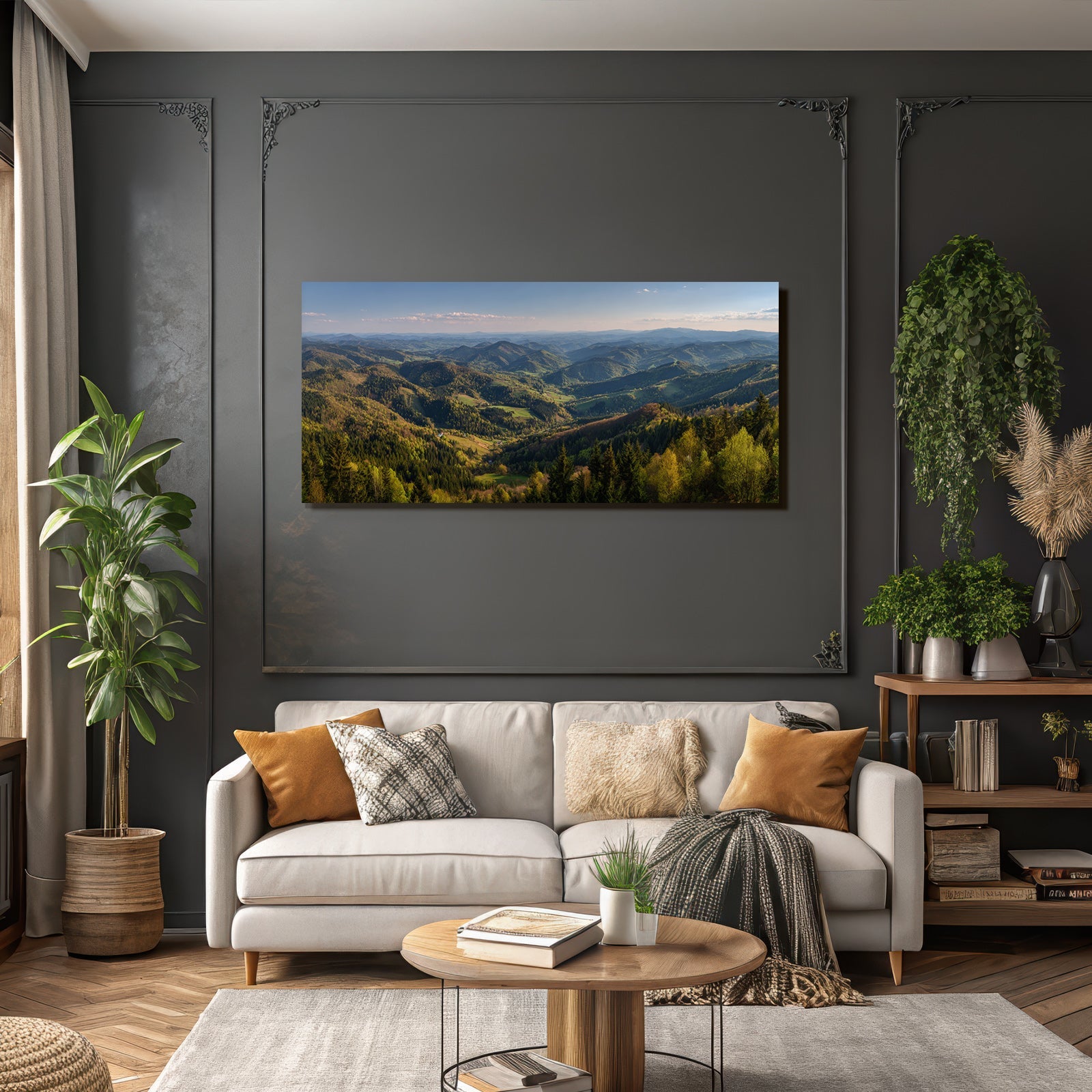 Panoramablick Auf Berge Grüne Landschaft Ruhe Natur Spring Sommer