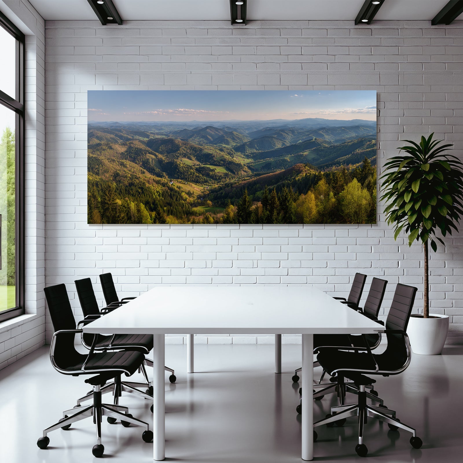 Panoramablick Auf Berge Grüne Landschaft Ruhe Natur Spring Sommer