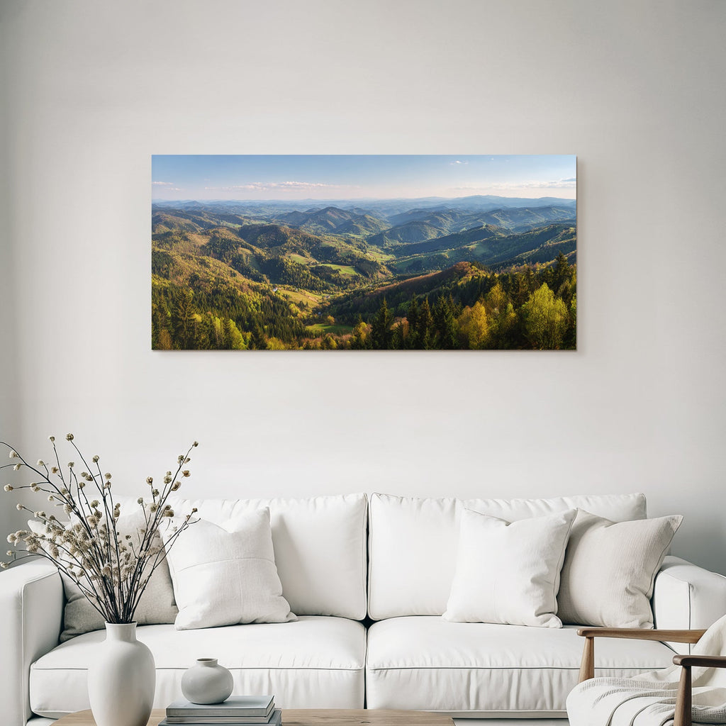 Panoramablick Auf Berge Grüne Landschaft Ruhe Natur Spring Sommer
