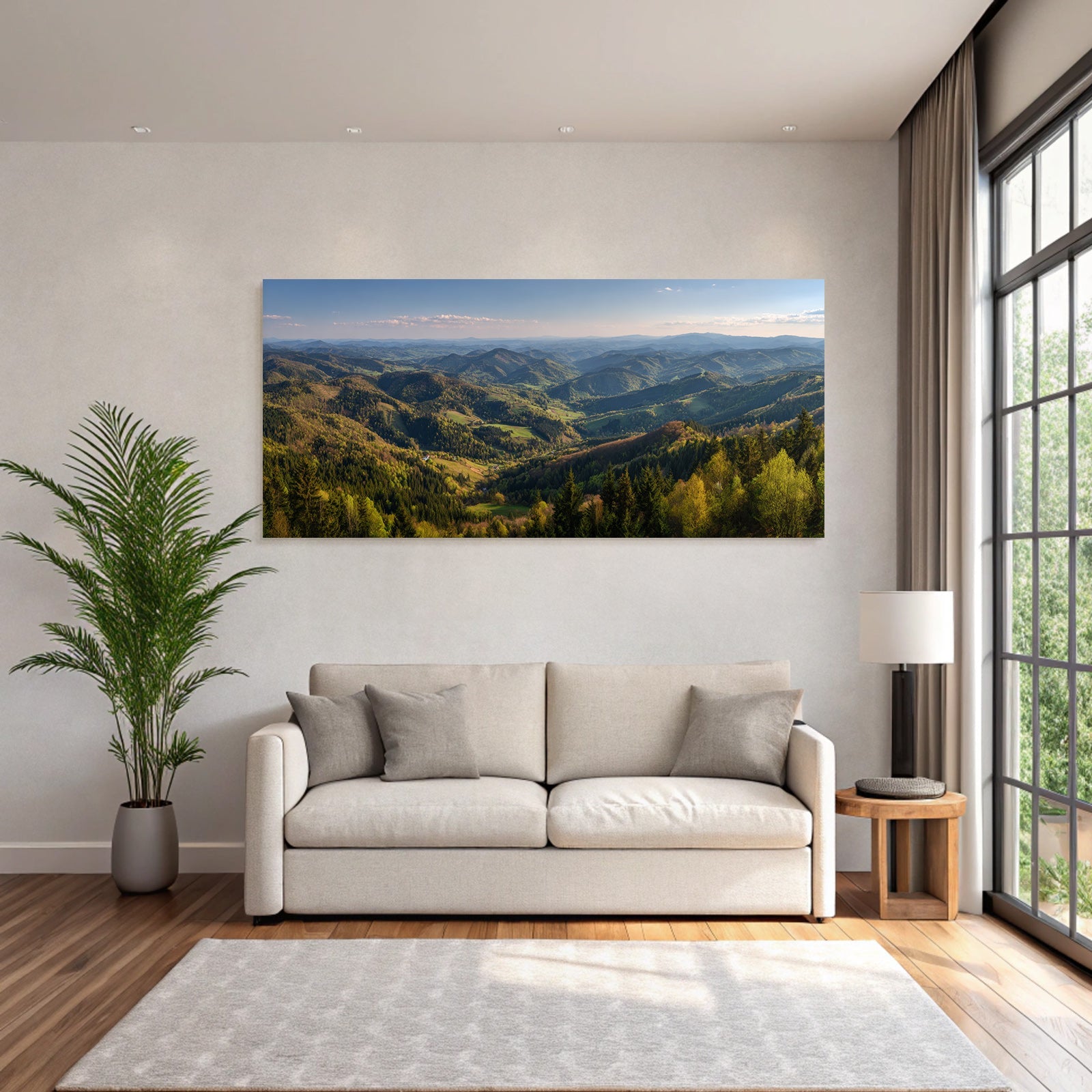 Panoramablick Auf Berge Grüne Landschaft Ruhe Natur Spring Sommer