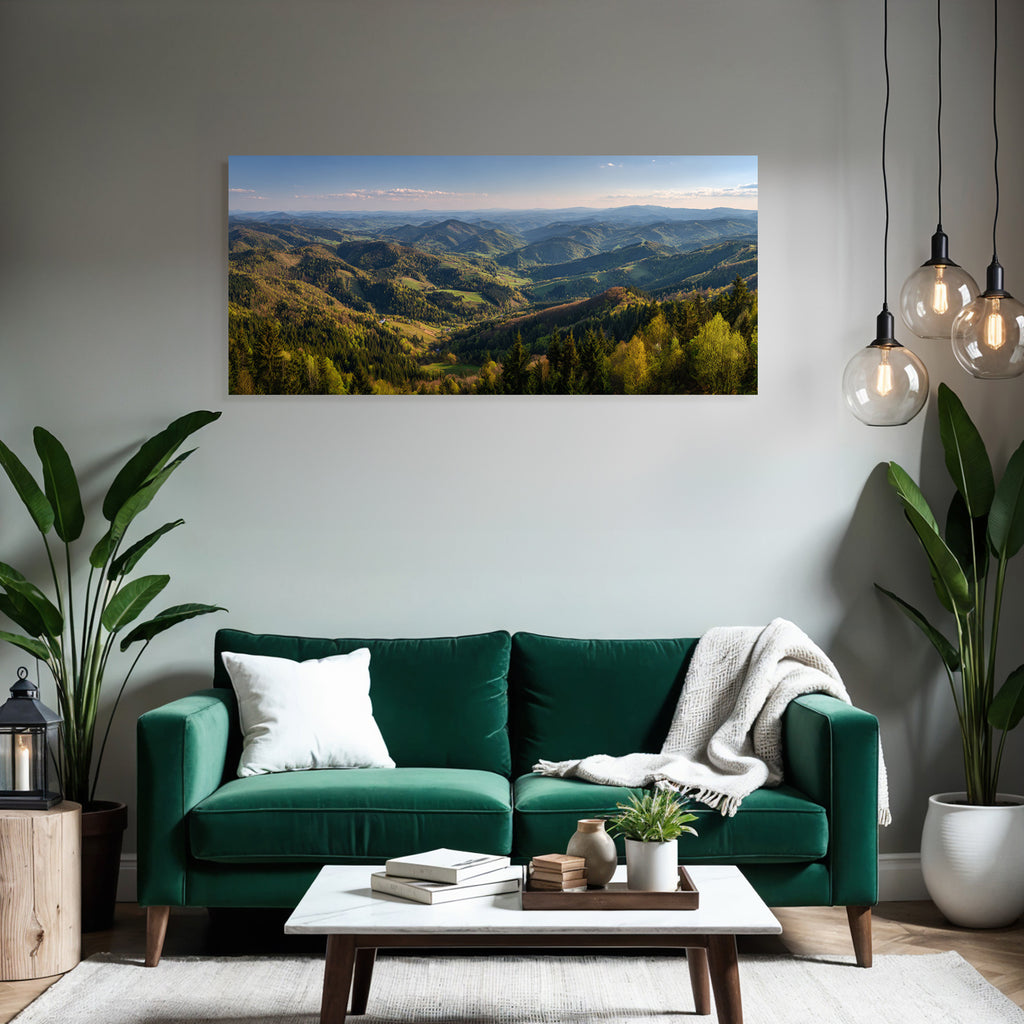 Panoramablick Auf Berge Grüne Landschaft Ruhe Natur Spring Sommer
