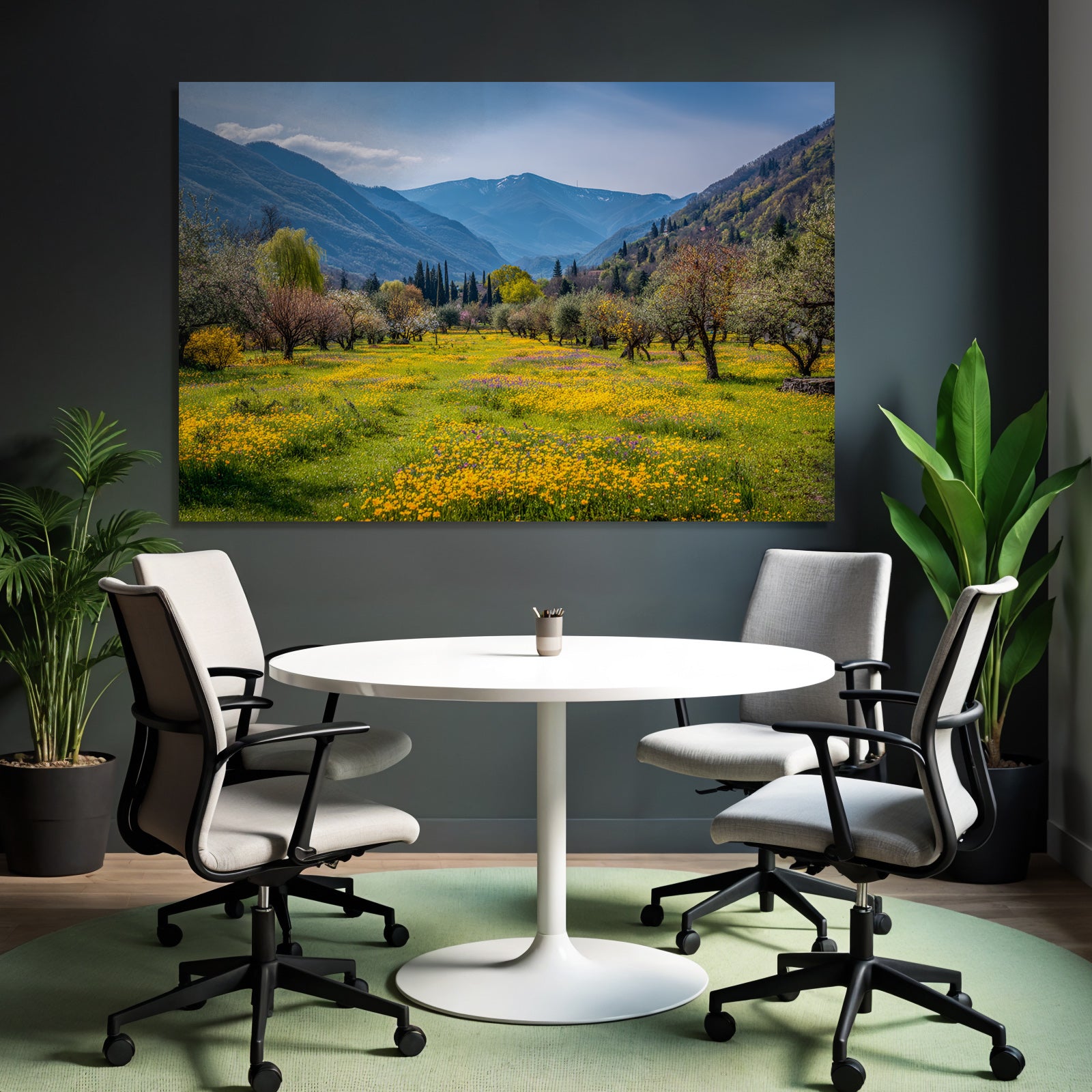 Rolle Hügel Und Bluhende Blumen Landschaft Spring