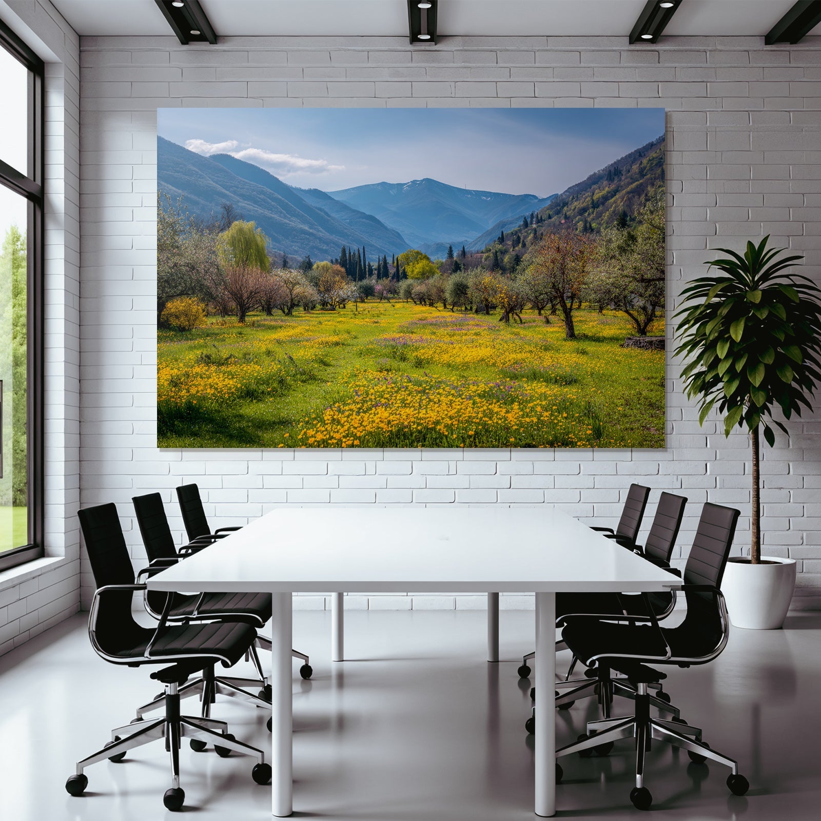Rolle Hügel Und Bluhende Blumen Landschaft Spring