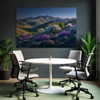 Ruhige Landschaft Bergige Hügel Bunte Blumen Sommer