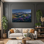 Ruhige Landschaft Bergige Hügel Bunte Blumen Sommer