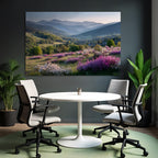 Wunderschöne Landschaft Mit Hügeln Und Blumen Im Vordergrund