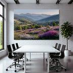 Wunderschöne Landschaft Mit Hügeln Und Blumen Im Vordergrund