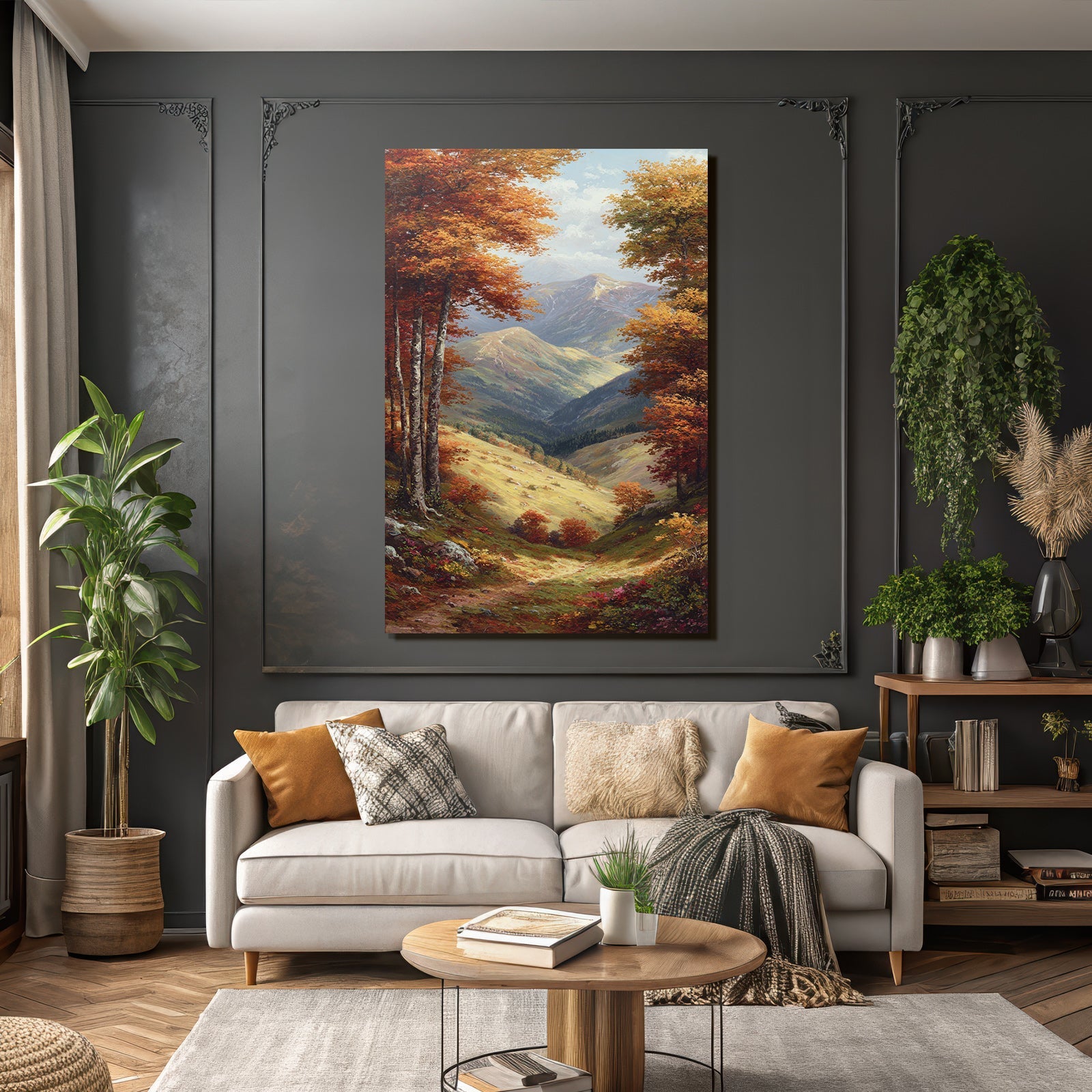 Landschaft Mit Bäumen Und Bergen