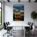 Landschaft Mit Bunten Bäumen Und Hügeln