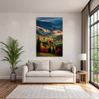 Landschaft Mit Bunten Bäumen Und Hügeln