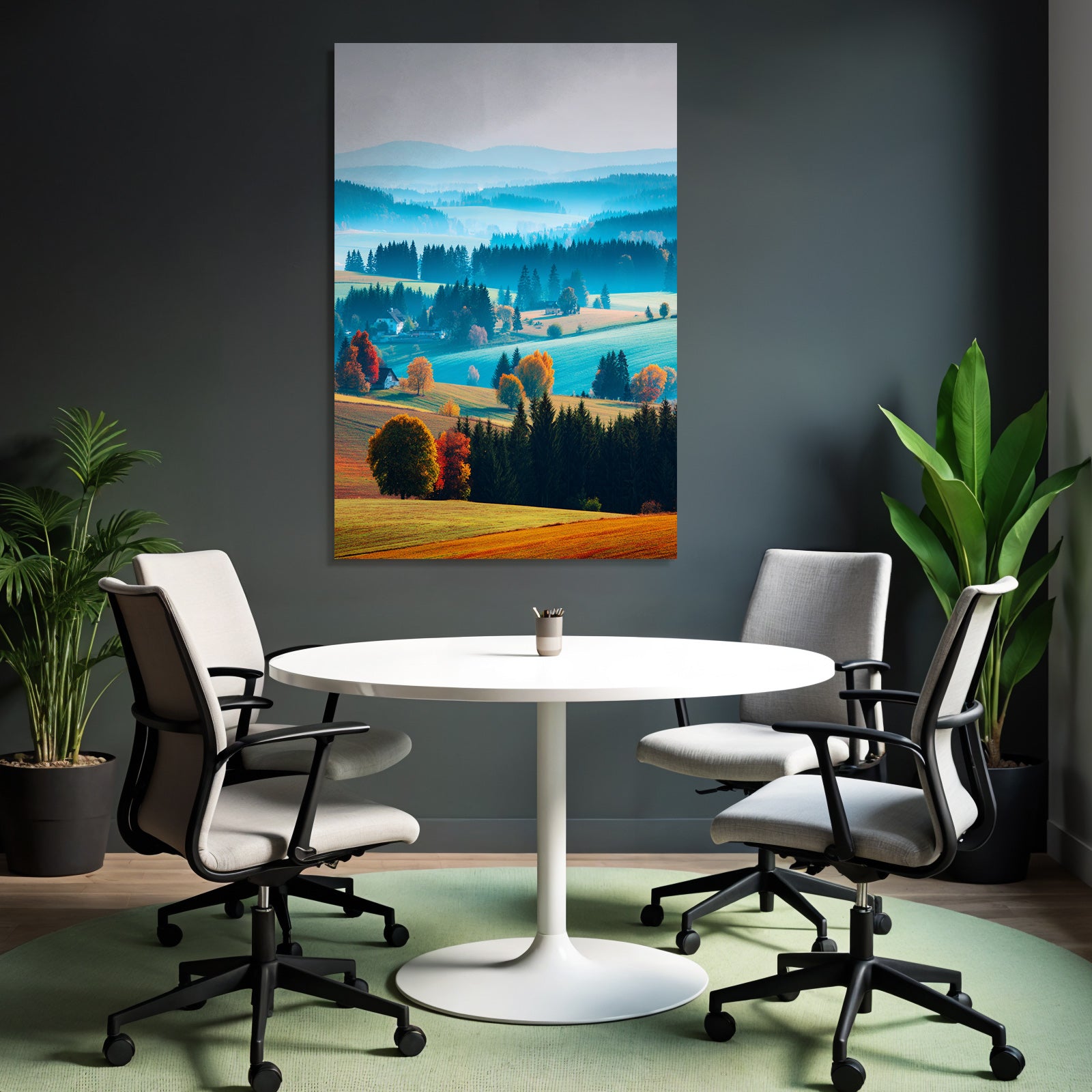 Landschaft Mit Hügeln Und Nebel