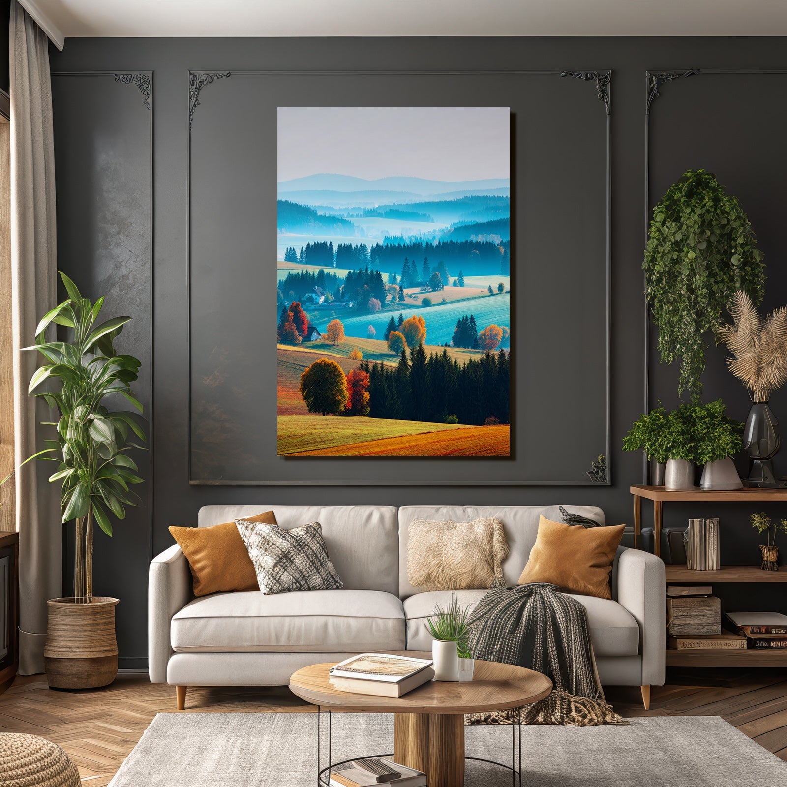 Landschaft Mit Hügeln Und Nebel