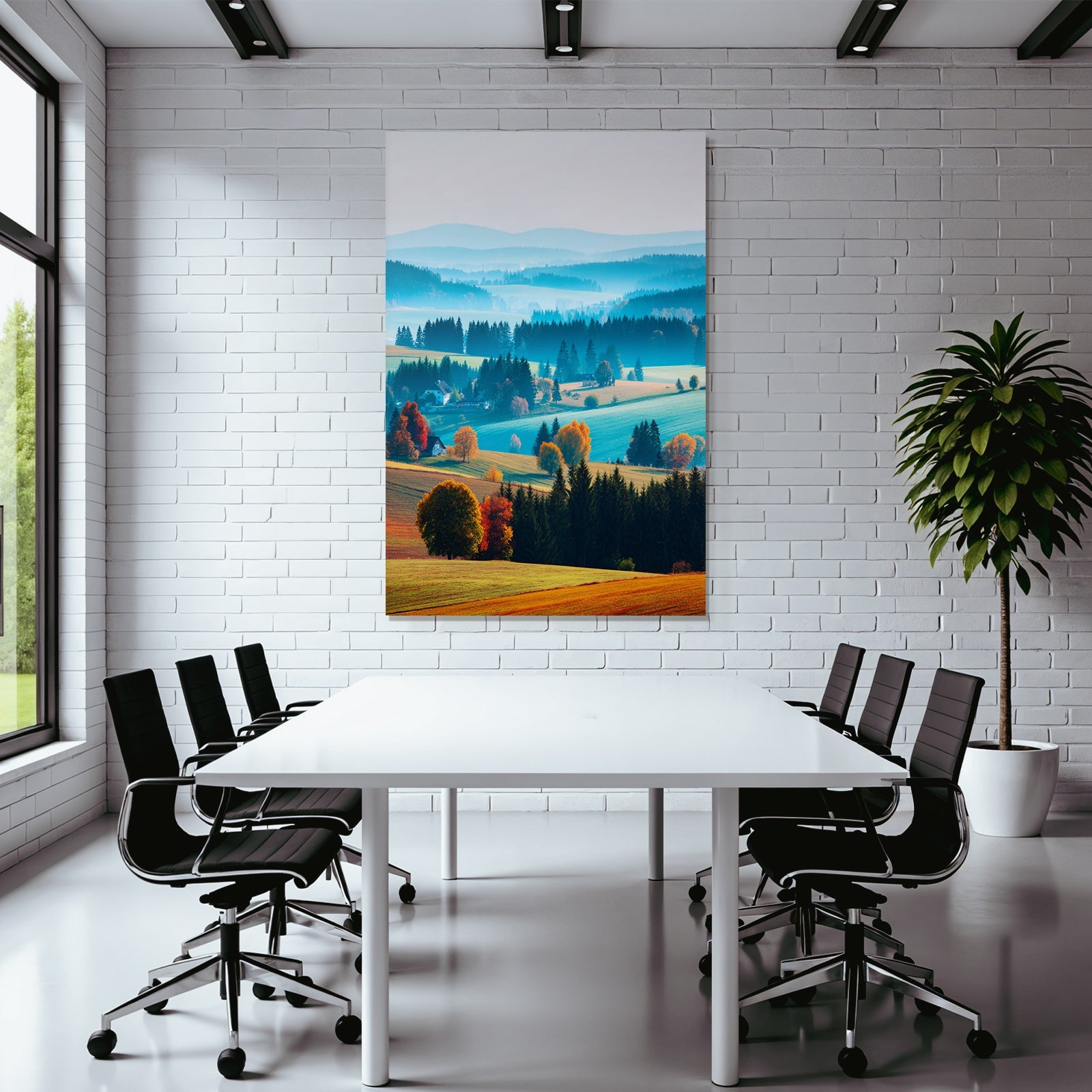 Landschaft Mit Hügeln Und Nebel