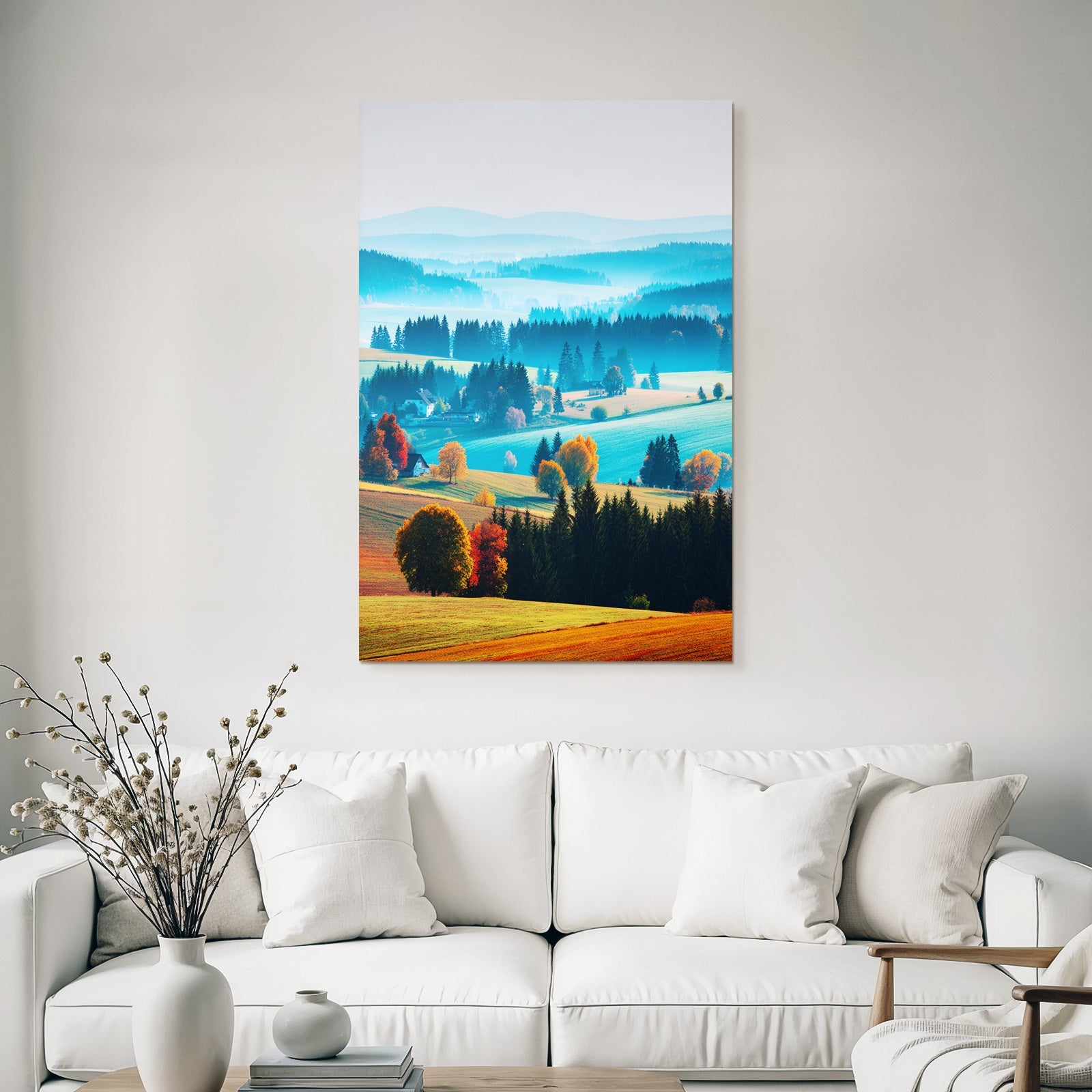 Landschaft Mit Hügeln Und Nebel