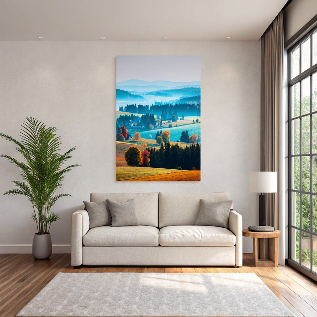 Landschaft Mit Hügeln Und Nebel
